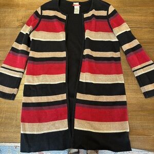 Striped Open Front Cardigan